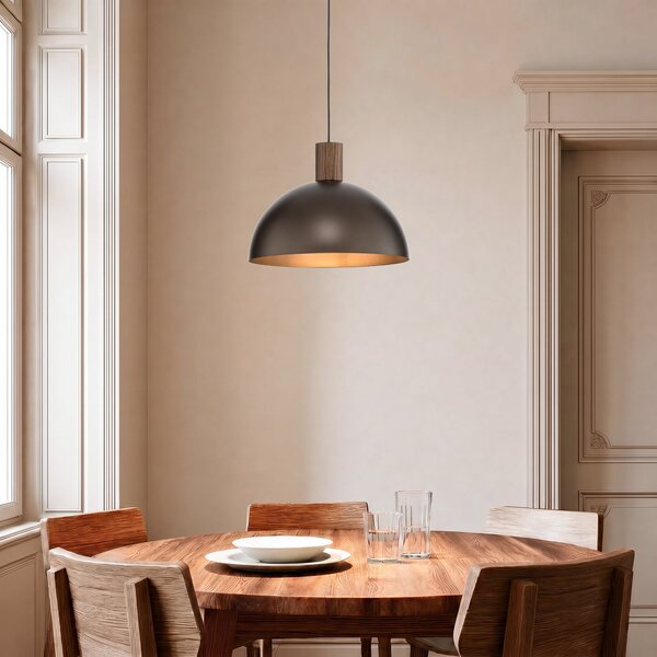 TK Lighting Lampă suspendată Oslo, maro, metal, Ø 34 cm, E27, reglabil, Maro / Rugină, Camera de zi / sufragerie, Metal, Modern