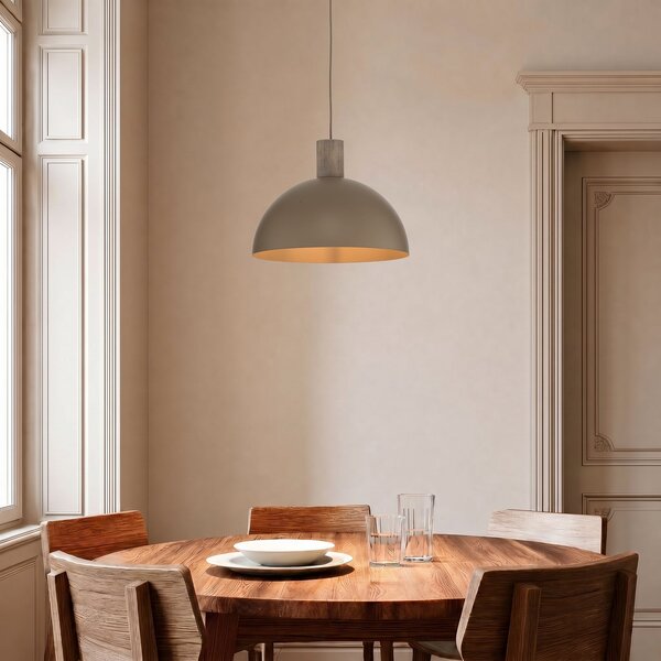 TK Lighting Lampă suspendată Oslo, culoare nisip, metal, Ø 34 cm, E27, reglabil, Bej, Camera de zi / sufragerie, Metal, Modern