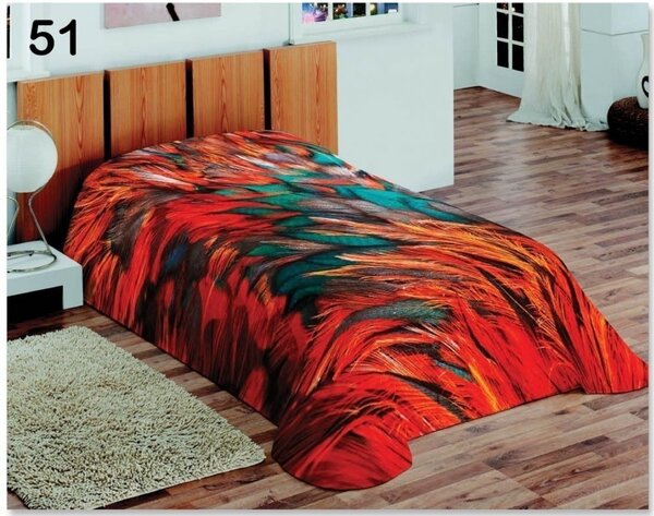 Pături roșii pentru pat de copii cu motiv de pene Lăţime: 155 cm | Lungime: 220 cm