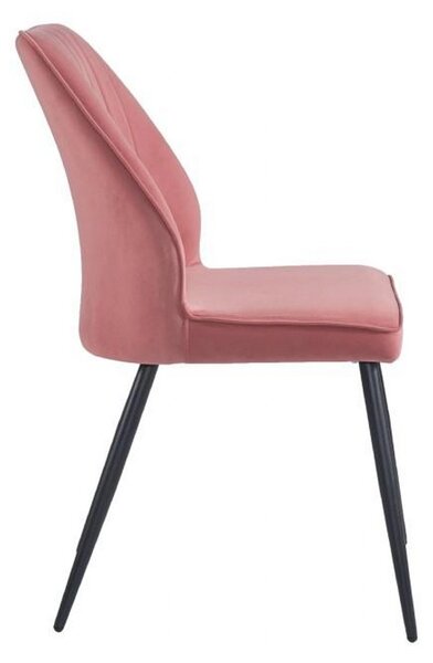 Scaun DEX, roz/negru, stofa catifelata/metal, 61x49x86 cm