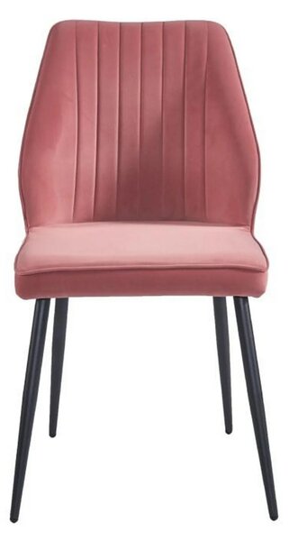 Scaun DEX, roz/negru, stofa catifelata/metal, 61x49x86 cm