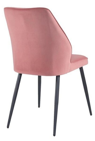 Scaun DEX, roz/negru, stofa catifelata/metal, 61x49x86 cm