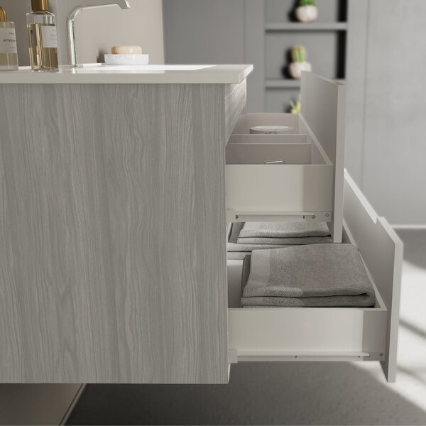 Mobilier De Baie, 100 Cm, Sertare Alb Mat și Lemn Gri | Magnolia