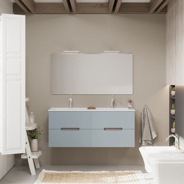 Mobilier Baie, 120cm, Lavoar Dublu, Sertare Albastru Mat | Magnolia