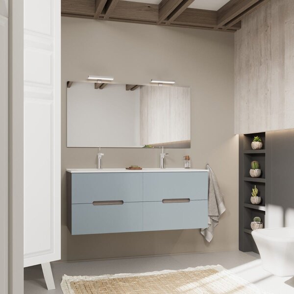 Mobilier Baie, 120cm, Lavoar Dublu, Sertare Albastru Mat | Magnolia