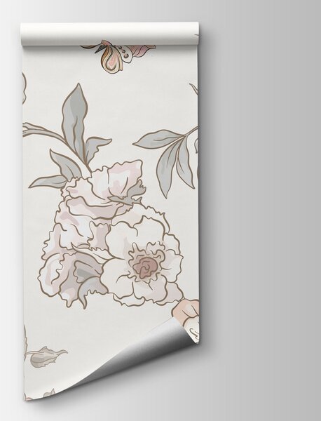 Fototapet Scenă florală cu păsări colorate, Fototapet fluturi, Fototapet populare, w04939 - Tapeko.ro