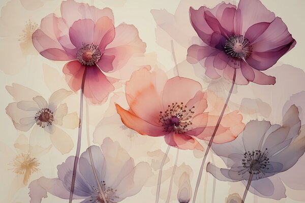 Fototapet Grup de flori pe un fundal alb, Fototapet natură, Fototapet populare, w01774 - Tapeko.ro