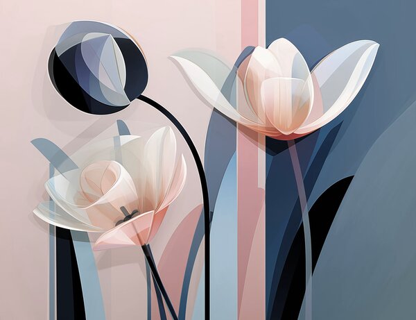 Fototapet Flori delicate în nuanțe pastelate delicate, Fototapet abstracte, Fototapet populare, w09116 - Tapeko.ro