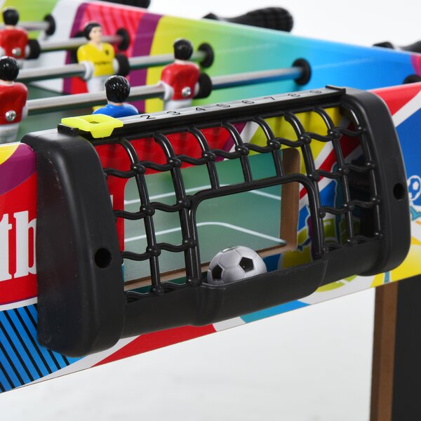 HOMCOM Masă de Fotbal cu 2 Panouri de Scor, din Lemn, Oțel Inoxidabil și Plastic, 86.5x43.5x63 cm, Multicolor | Aosom Romania