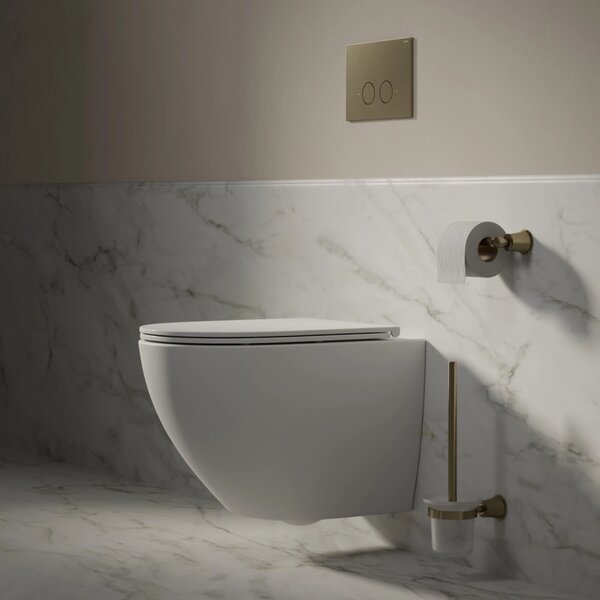 Set vas WC suspendat, Omnires Ottawa, cu capac quick release si soft close, alb mat