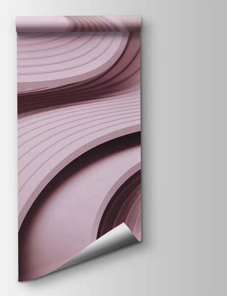 Fototapet Linii ondulate roz și alb, Fototapet geometric 3D, Fototapet populare, w01147v1 - Tapeko.ro