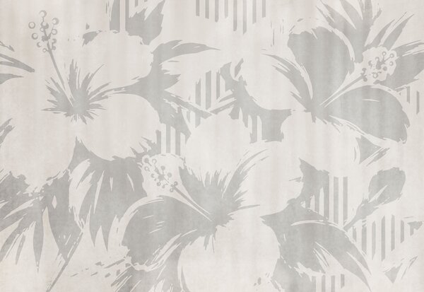 Fototapet Motiv floral alb și gri, Fototapet flori, Fototapet populare, t00949v2 - Tapeko.ro