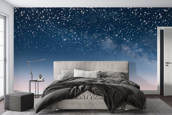 Tapet Cer de noapte înstelat, gradient roz, cosmic, constelații, Fototapet Spaţiu, w01797 : Uwalls.ro