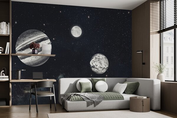 Fototapet Planete în spațiu cu stele, Fototapet spațiu cosmic, Fototapet populare, w01799 - Tapeko.ro