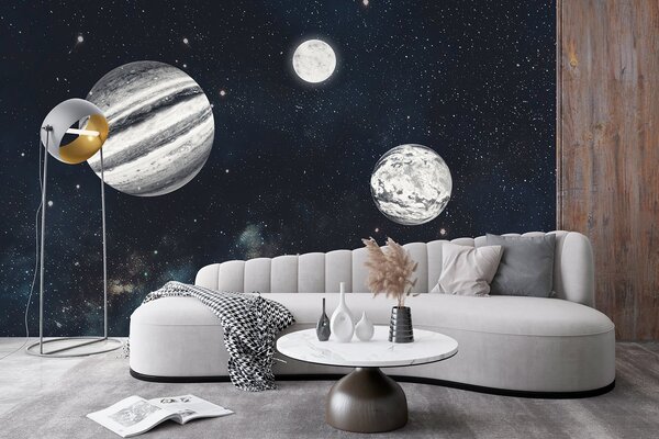 Fototapet Planete în spațiu cu stele, Fototapet spațiu cosmic, Fototapet populare, w01799 - Tapeko.ro