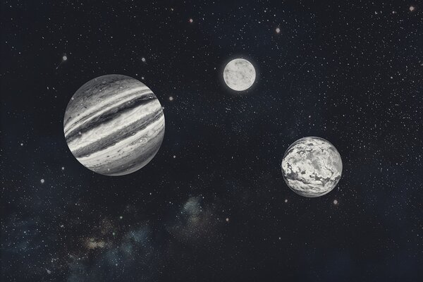 Fototapet Planete în spațiu cu stele, Fototapet spațiu cosmic, Fototapet populare, w01799 - Tapeko.ro