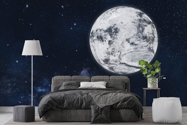 Fototapet Luna în spațiu cu stele, Fototapet spațiu cosmic, Fototapet populare, w01800 - Tapeko.ro