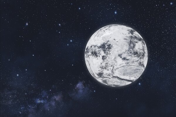 Fototapet Luna în spațiu cu stele, Fototapet spațiu cosmic, Fototapet populare, w01800 - Tapeko.ro
