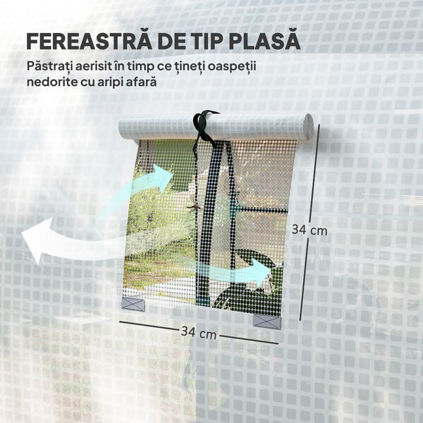 Outsunny Seră Tip Tunel Walk-in cu Acoperire PE Rezistentă la UV, Uși și Ferestre cu Plasă, 1,8 x 1,8 x 2 m, Verde | Aosom Romania