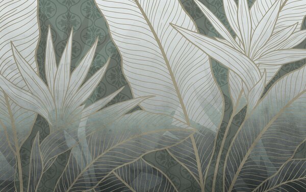 Fototapet Un design botanic elegant, în nuanțe delicate, Fototapet natură, Fototapet populare, t00952 - Tapeko.ro