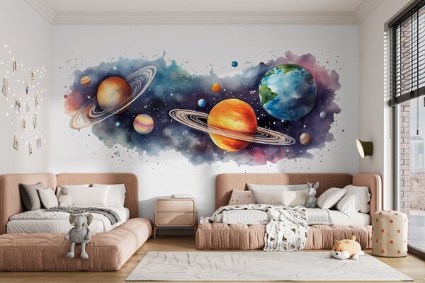 Fototapet Planete și stele în spațiu, Fototapet spațiu cosmic, Fototapet populare, w01802 - Tapeko.ro