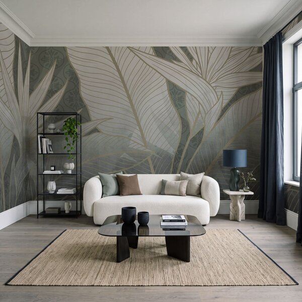 Fototapet Un design botanic elegant, în nuanțe delicate, Fototapet natură, Fototapet populare, t00952 - Tapeko.ro