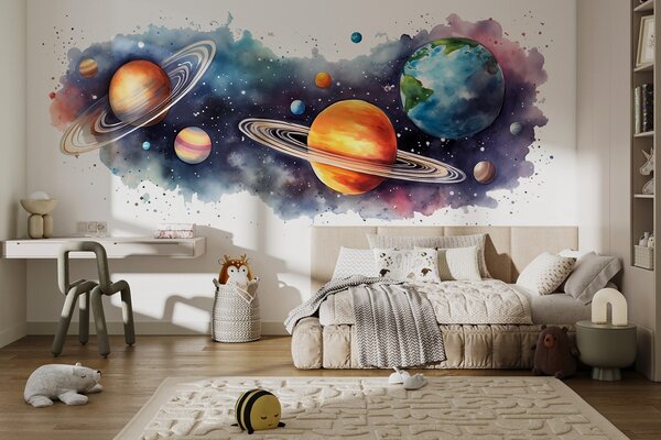 Fototapet Planete și stele în spațiu, Fototapet spațiu cosmic, Fototapet populare, w01802 - Tapeko.ro