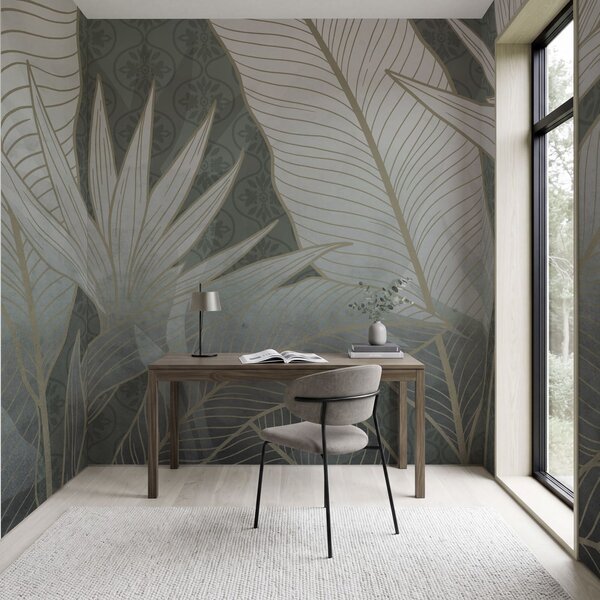 Fototapet Un design botanic elegant, în nuanțe delicate, Fototapet natură, Fototapet populare, t00952 - Tapeko.ro