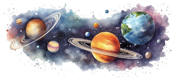 Fototapet Planete și stele în spațiu, Fototapet spațiu cosmic, Fototapet populare, w01802 - Tapeko.ro