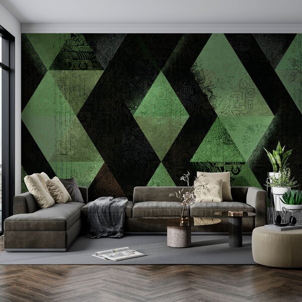 Fototapet Model de diamant negru și verde, Fototapet designer, Fototapet populare, w01793v1 - Tapeko.ro