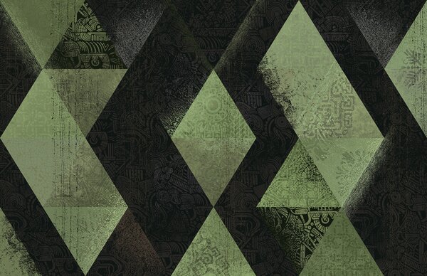 Fototapet Model de diamant negru și verde, Fototapet designer, Fototapet populare, w01793v1 - Tapeko.ro
