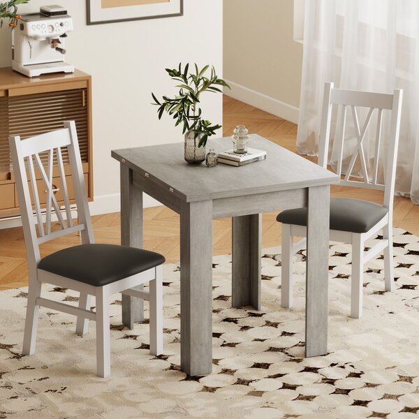 HOMCOM Masă de Dining Extensibilă pentru 4-6 Persoane Design Pliabil, 70-140cm Masă Rectangulară de Economisire a Spațiului cu Picioare Antiderapante, pentru Sala de Mese Sufragerie, Gri Efect Lemn | Aosom Romania