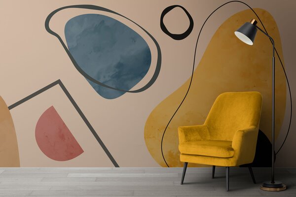 Tapet Geometrie colorată de forme amuzante, Fototapet Boho, w01830 : Uwalls.ro