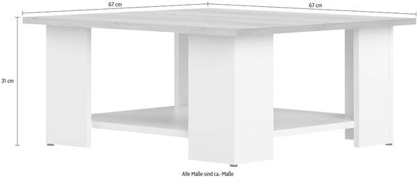 Masuta de cafea Square alb-stejar 67/31 cm