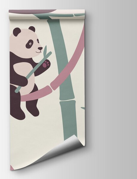 Fototapet Un grup de panda pe crengi de bambus, Fototapet animale, Fototapet populare, t00963v1 - Tapeko.ro