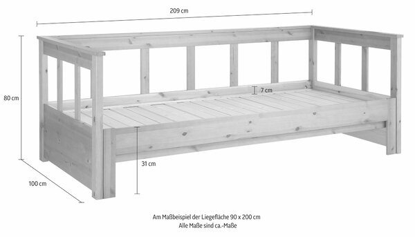 Daybett Aira extensibil alb 90/200 cm