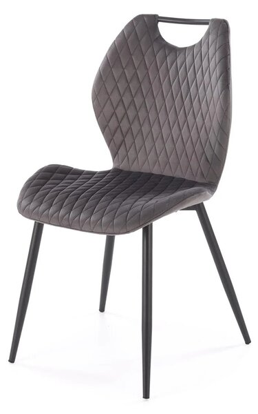 Scaun K569, gri - HLR 21, stofa catifelata/otel, 47x54x84 cm