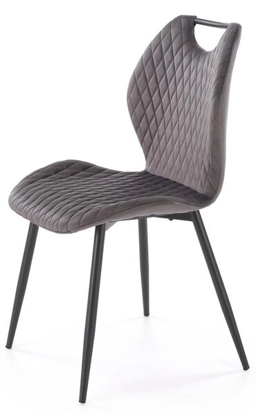Scaun K569, gri - HLR 21, stofa catifelata/otel, 47x54x84 cm