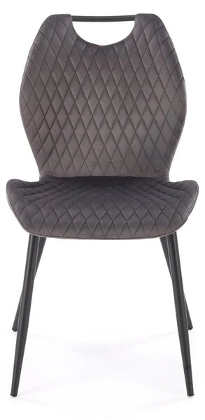 Scaun K569, gri - HLR 21, stofa catifelata/otel, 47x54x84 cm