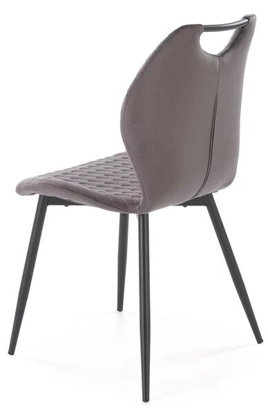 Scaun K569, gri - HLR 21, stofa catifelata/otel, 47x54x84 cm
