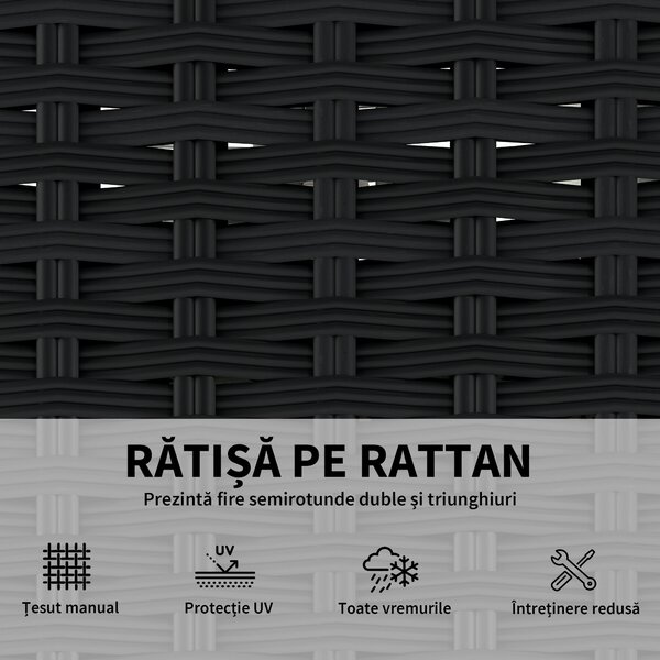 Outsunny Set Modular de Grădină din Rattan cu Perne, Canapea de Colț Gri, 5 Piese | Aosom Romania