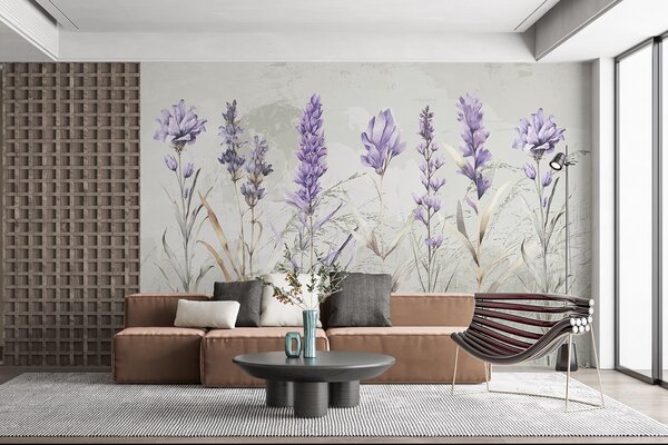 Fototapet Flori elegante de culoare violetă, în nuanțe delicate, Fototapet natură, Fototapet populare, w08346 - Tapeko.ro