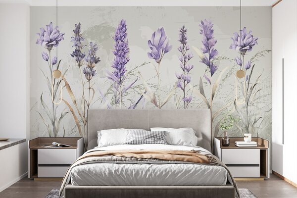 Fototapet Flori elegante de culoare violetă, în nuanțe delicate, Fototapet natură, Fototapet populare, w08346 - Tapeko.ro