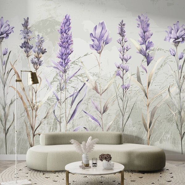 Fototapet Flori elegante de culoare violetă, în nuanțe delicate, Fototapet natură, Fototapet populare, w08346 - Tapeko.ro