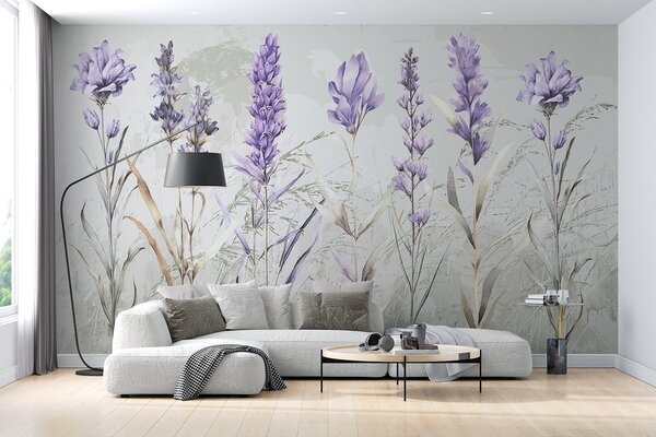 Fototapet Flori elegante de culoare violetă, în nuanțe delicate, Fototapet natură, Fototapet populare, w08346 - Tapeko.ro
