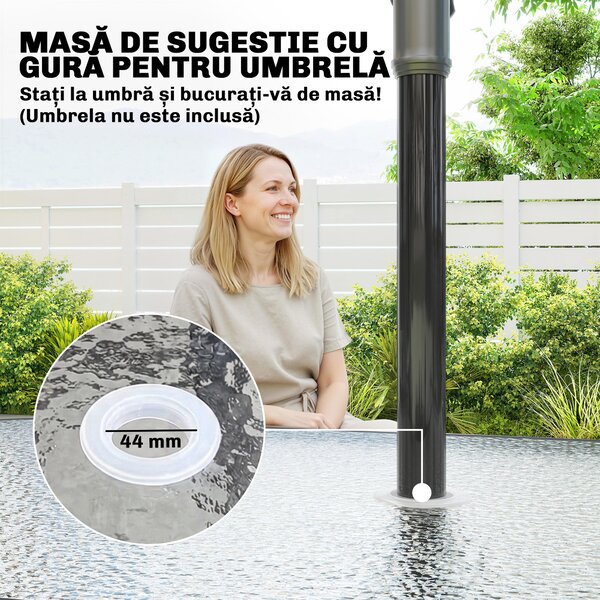 Outsunny Set de Prânz Grădină cu Orificiu pentru Umbrelă, Masă, Scaune pentru 4, Gri Deschis | Aosom Romania