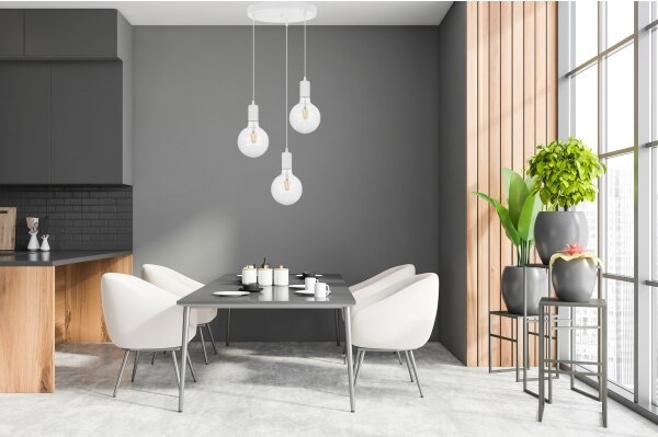 Lustră pe cablu MIROS 3xE27/60W/230V rotundă albă