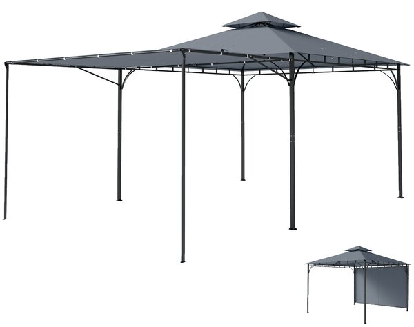 Outsunny Foișor de Grădină 3.2x3.2 m cu Acoperiș Extensibil, Foișor de Exterior cu Acoperiș Dublu Ventilat, Găuri de Drenaj, Cadru Metalic, pentru Grădină, Balcon, Petreceri, Terasă, UV30+, Gri Închis | Aosom Romania