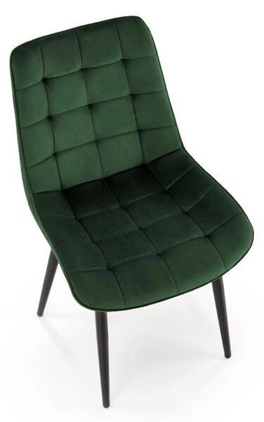 Scaun K580, verde inchis - HLR 57, stofa catifelata/otel, 51x61x85 cm