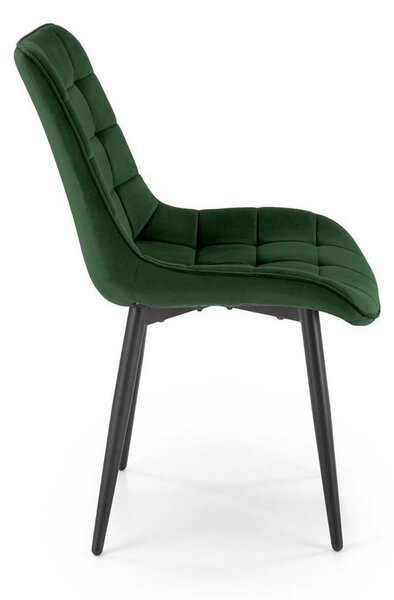Scaun K580, verde inchis - HLR 57, stofa catifelata/otel, 51x61x85 cm